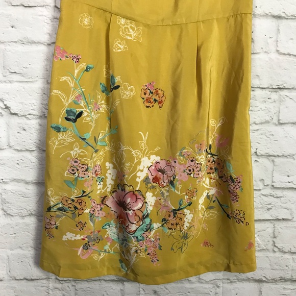 Darling M Mustard Floral Sleeveless Career Dress - Picture 4 of 8